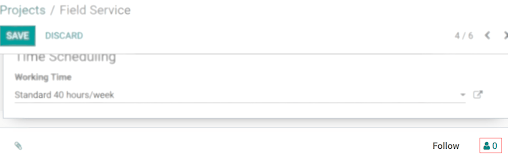 Click on the follower icon to add followers to a project in Odoo Project