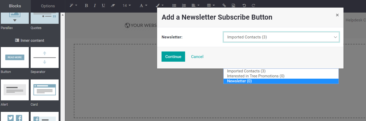 Mailing lists in Odoo Email Marketing