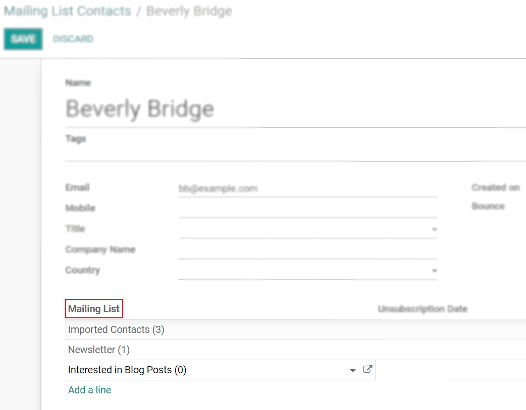 Mailing lists in Odoo Email Marketing
