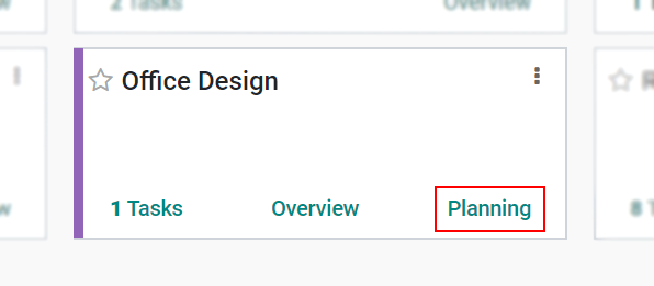 Shortcut to planning from the dashboard in Odoo Project