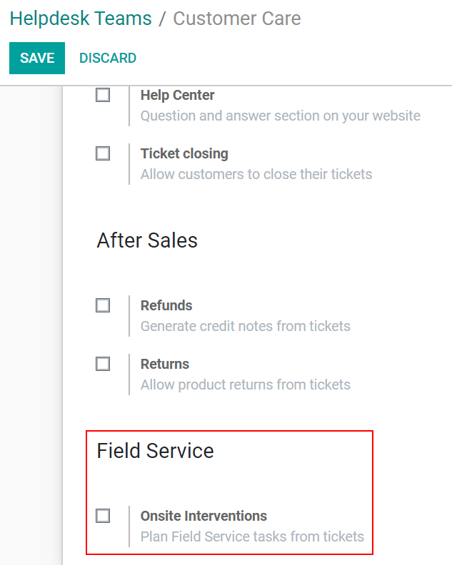 Tasks from tickets in Odoo Field Service