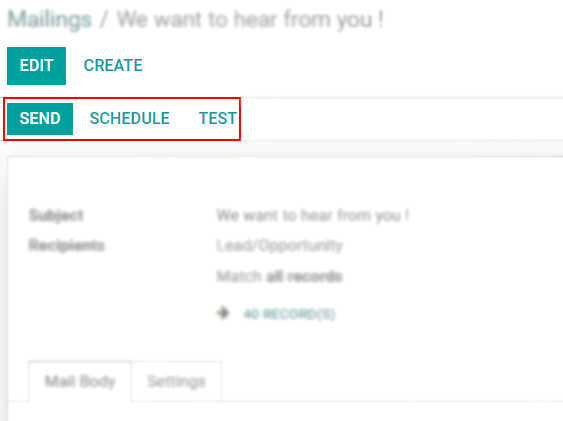 Send mass mailing in Odoo Email Marketing