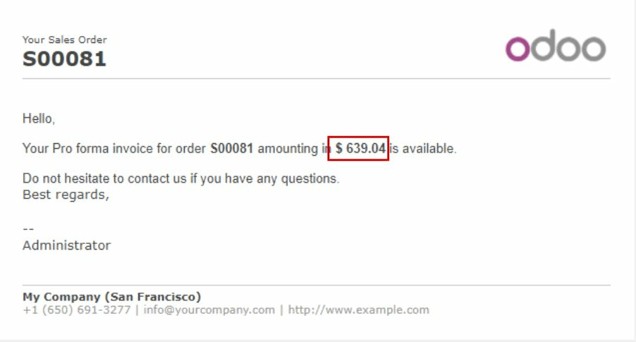 Rendering of the format_amount on existing template Sales Order